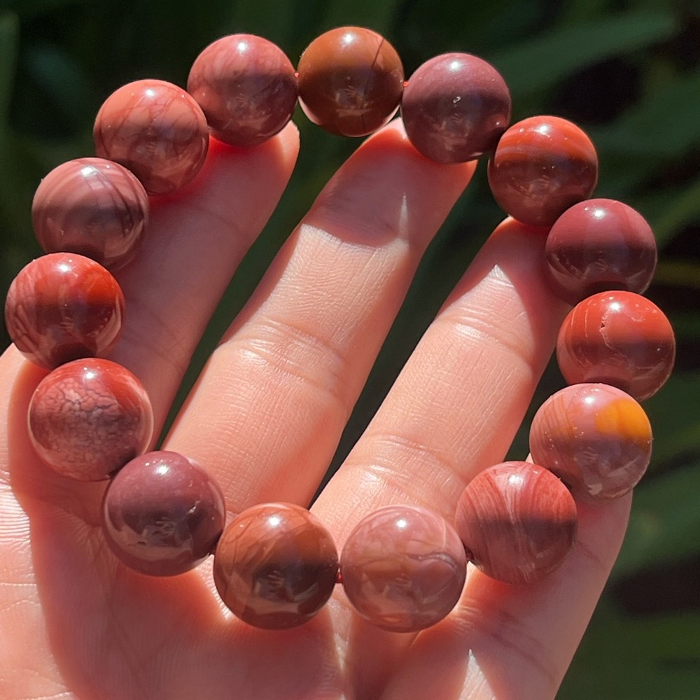 14mm stretchable red‎ Alashan agate bracelet 0316